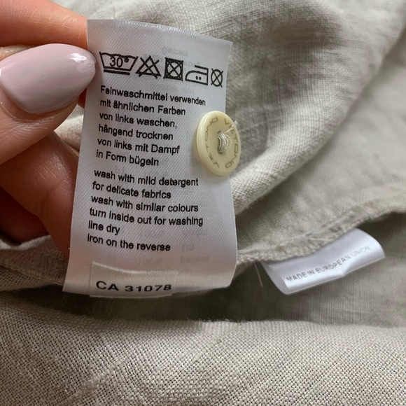 Toni T. 3X Plus 100% Linen Button Front Cream Blouse Lagenlook - Picture 7 of 10